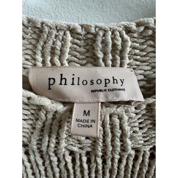 Philosophy Beige Sweater Coastal Quiet Luxury Old Money Rich Minimalist Preppy M - Picture 3 of 7
